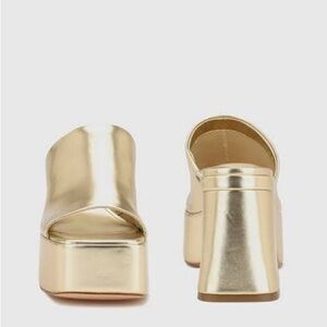 Nine West Shiny Gold Platform Heels